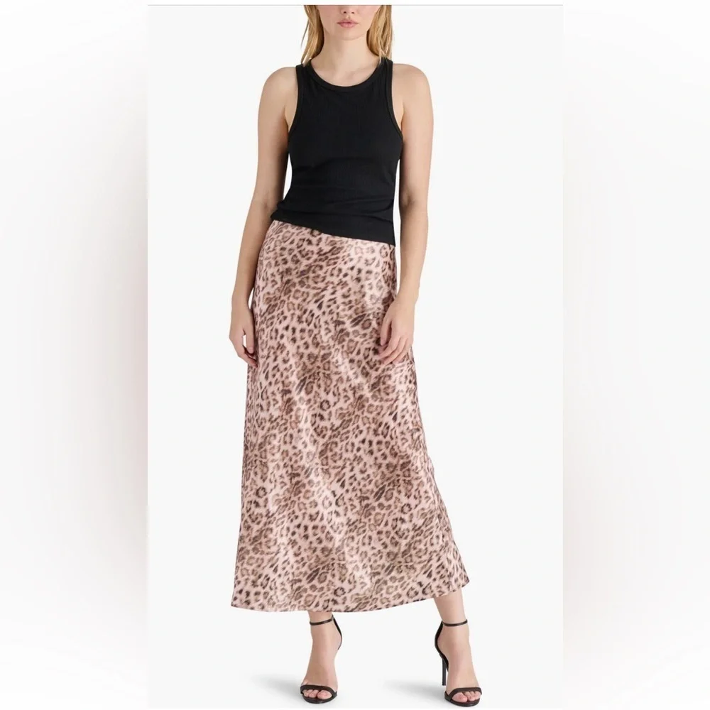 Steve Madden Satin Slip Skirt in Wild Leopard Size X-Small NWT